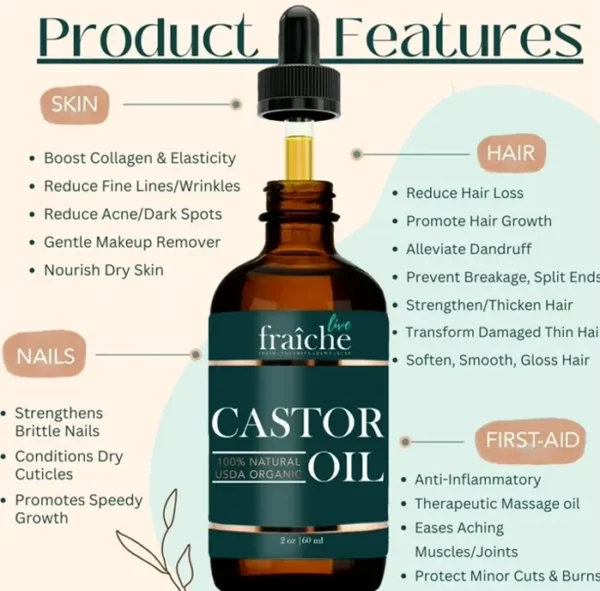 Natural Castor Oil with Brush (2oz) for Eyebrows