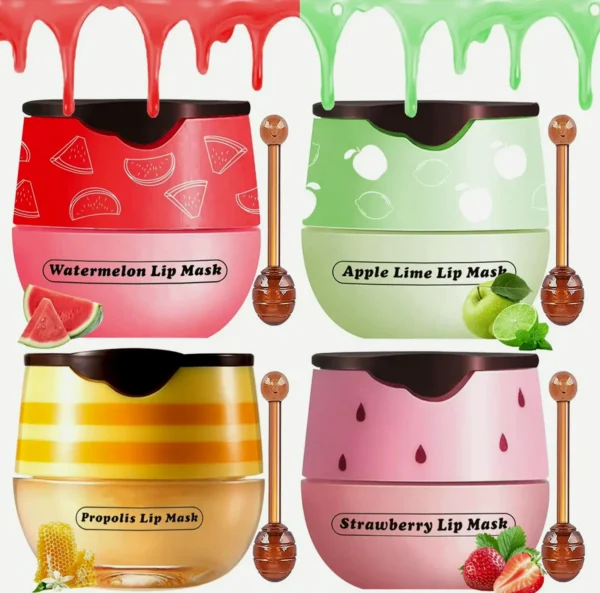 Honey Lip Moisturizer Jar, 4 Pieces Assorted Flavors