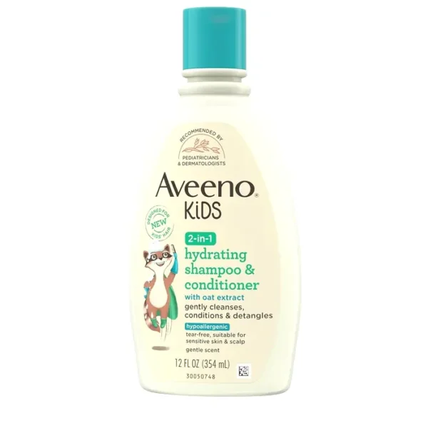 Aveeno Baby Kids Dual Hydrating Shampoo and Hair Softener, 12 fl. oz