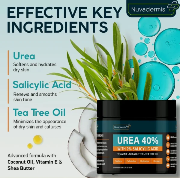 NUVADERMIS Urea Cream 40% for Feet - Powerful Repair - 5.29 oz