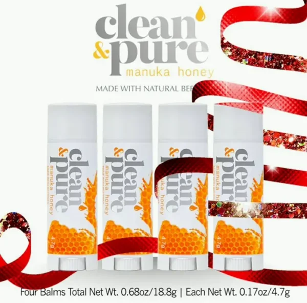Pure Beekeeper’s Favorite Lip Balms, 4-Pack Lip Care w/ Manuka Honey