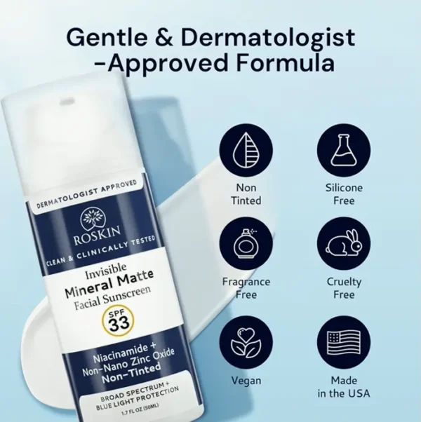 Roskin's Invisible Mineral Sunscreen for Face with SPF33