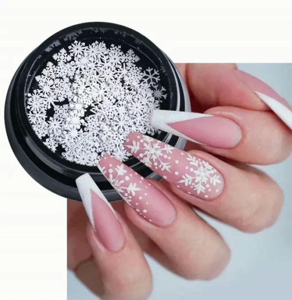 Golden Holiday Nail Decoration Sequins Snowflake 3D