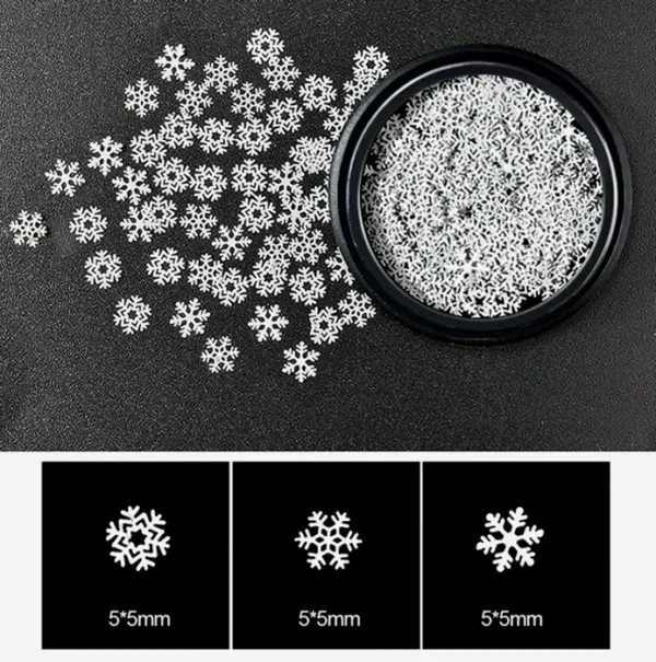 Golden Holiday Nail Decoration Sequins Snowflake 3D