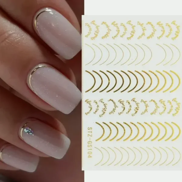 3D Lines Nail Art Decals Metallic Pack Self-Adhesive