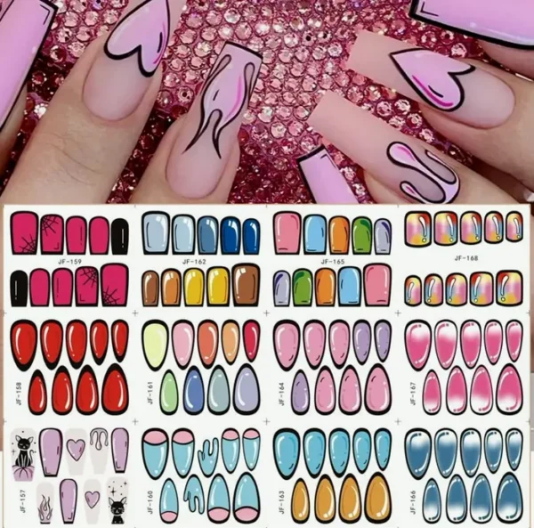 12 Pieces Colorful Parisian Nail Art Decals Comic Nail Water Decals