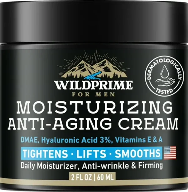 Male's Facial Moisturizer Lotion - Anti-Aging - Hyaluronic Acid, Vit A & E - Two oz
