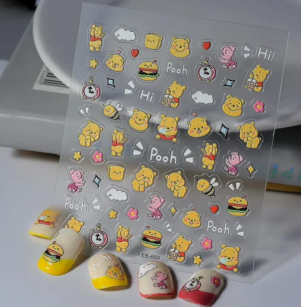 Adorable Bear 5D Manicure Stickers - 3 Sheets