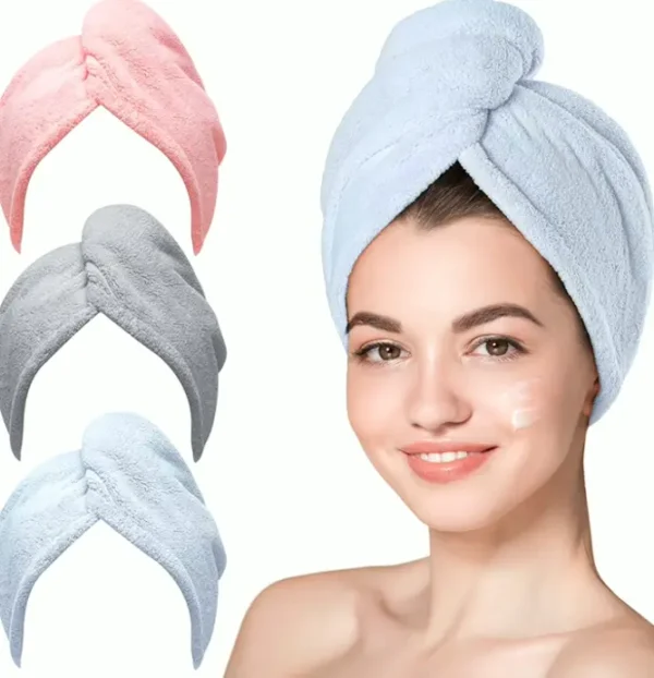 Soft Hair Towel, Three-Pack Hair Turbans for Wet Hair
