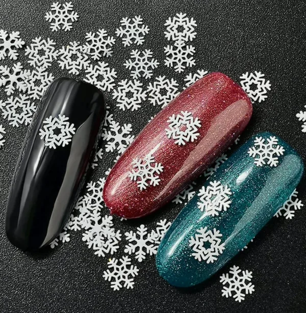 Golden Holiday Nail Decoration Sequins Snowflake 3D