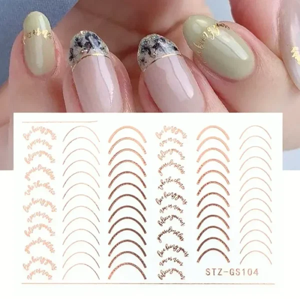 3D Lines Nail Art Decals Metallic Pack Self-Adhesive