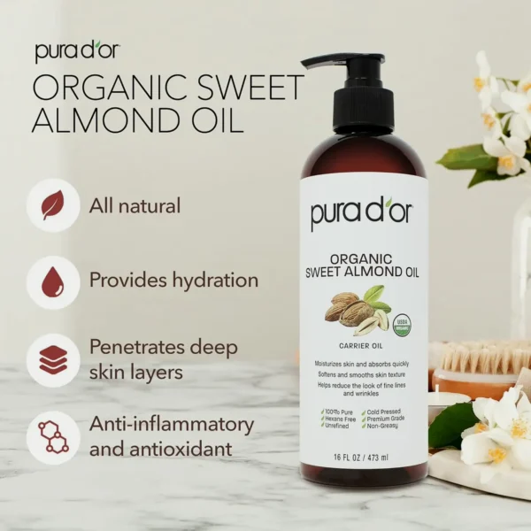 Organic Natural Almond Oil 16 oz - Body & Skin Care