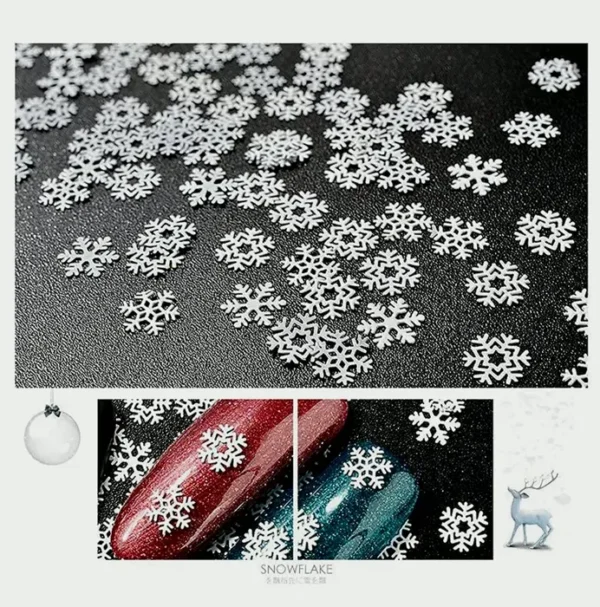 Golden Holiday Nail Decoration Sequins Snowflake 3D