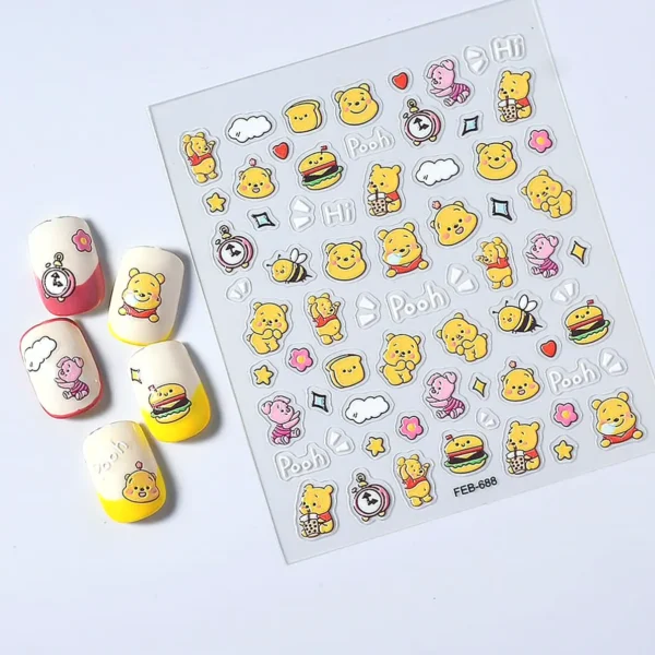 Adorable Bear 5D Manicure Stickers - 3 Sheets