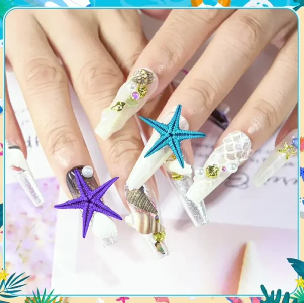 Beach Nail Charms - 24 Grids including Shells, Stars & Jewels