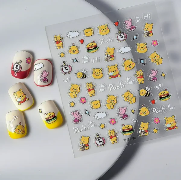 Adorable Bear 5D Manicure Stickers - 3 Sheets