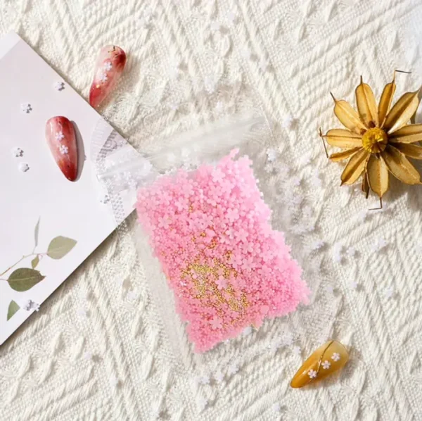 Flower Nail Charms 3-D Pink Flowers 1000 Pieces