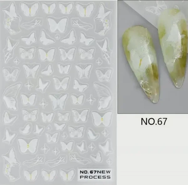 Butterfly Manicure Decals for Three-Dimensional Look