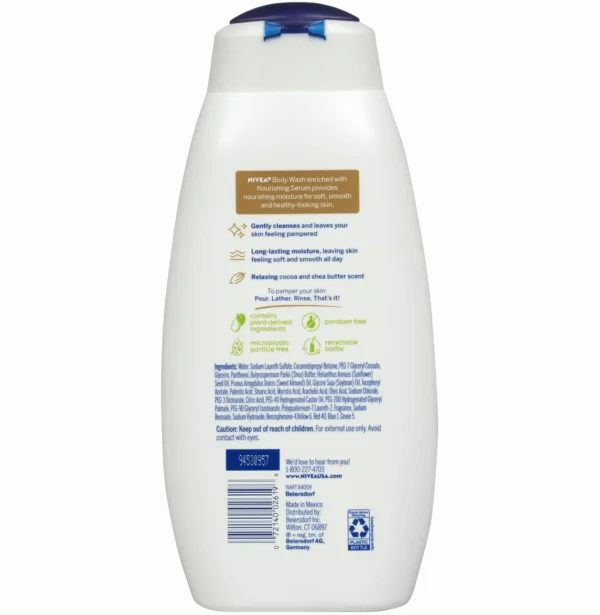 NIVEA Cocoa & Shea Butter-Enriched Pampering Wash , 20 Fluid Ounces