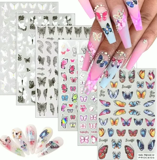 Butterfly Manicure Decals for Three-Dimensional Look