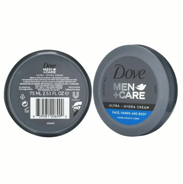 Dove Men+Care Hydra Cream Moisturizer, Skin Lotion for Males, 2.53 Fl Oz (Pack of 12)