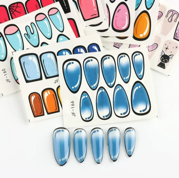 12 Pieces Colorful Parisian Nail Art Decals Comic Nail Water Decals