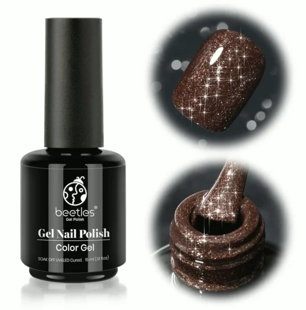 Beetles Gel Brown Glitter Gel Lacquer, 15ml, DIY at Home