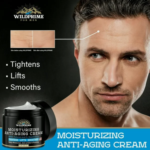 Male's Facial Moisturizer Lotion - Anti-Aging - Hyaluronic Acid, Vit A & E - Two oz