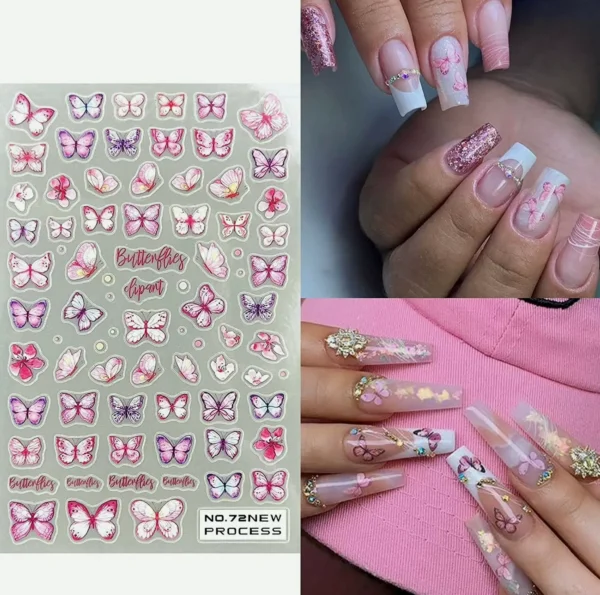 Butterfly Manicure Decals for Three-Dimensional Look