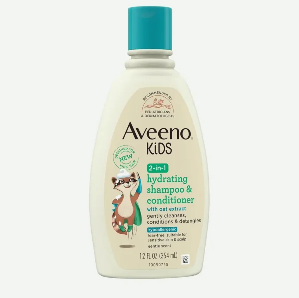 Aveeno Baby Kids Dual Hydrating Shampoo and Hair Softener, 12 fl. oz
