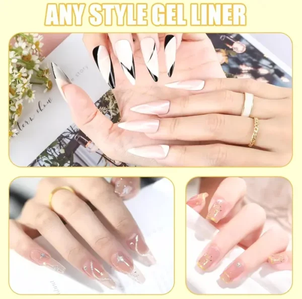 Nail Design Paint Collection 10mL, 4 Colors: Black, Light, Golden, Silver
